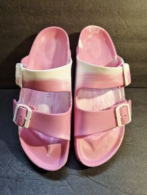 Birkenstock Arizona Essentials EVA Pink White Swirl Slide Size 40/9 Pre-owned